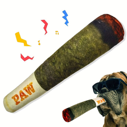 1pc Cigar Design Pet Grinding Teeth Squeaky Plush Toy Durable Chew Toy For Dog Interactive Supply - Trendsetter Pets