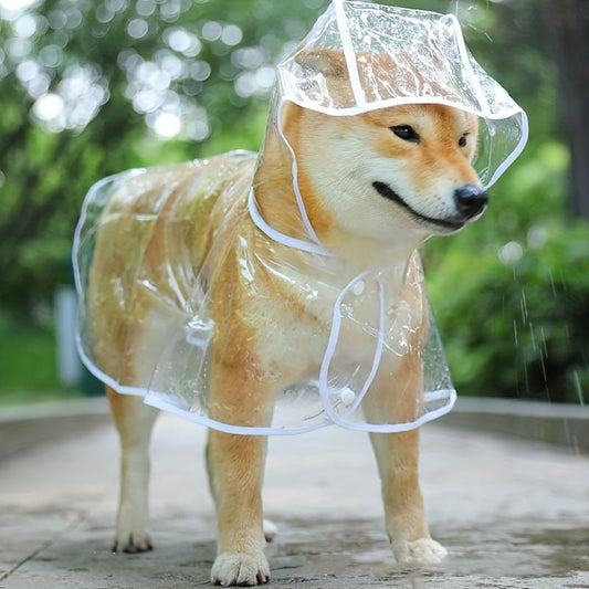 1pc Clear Transparent Hooded Pet Plastic Raincoat Poncho For Cats And Dogs Clothes - Trendsetter Pets