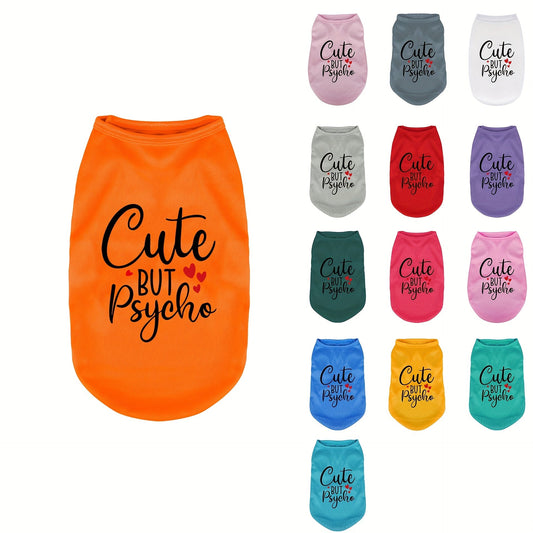 1pc "Cute But Psyhco" Pet Breathable Vest For Small & Medium Dog And Cat - Trendsetter Pets